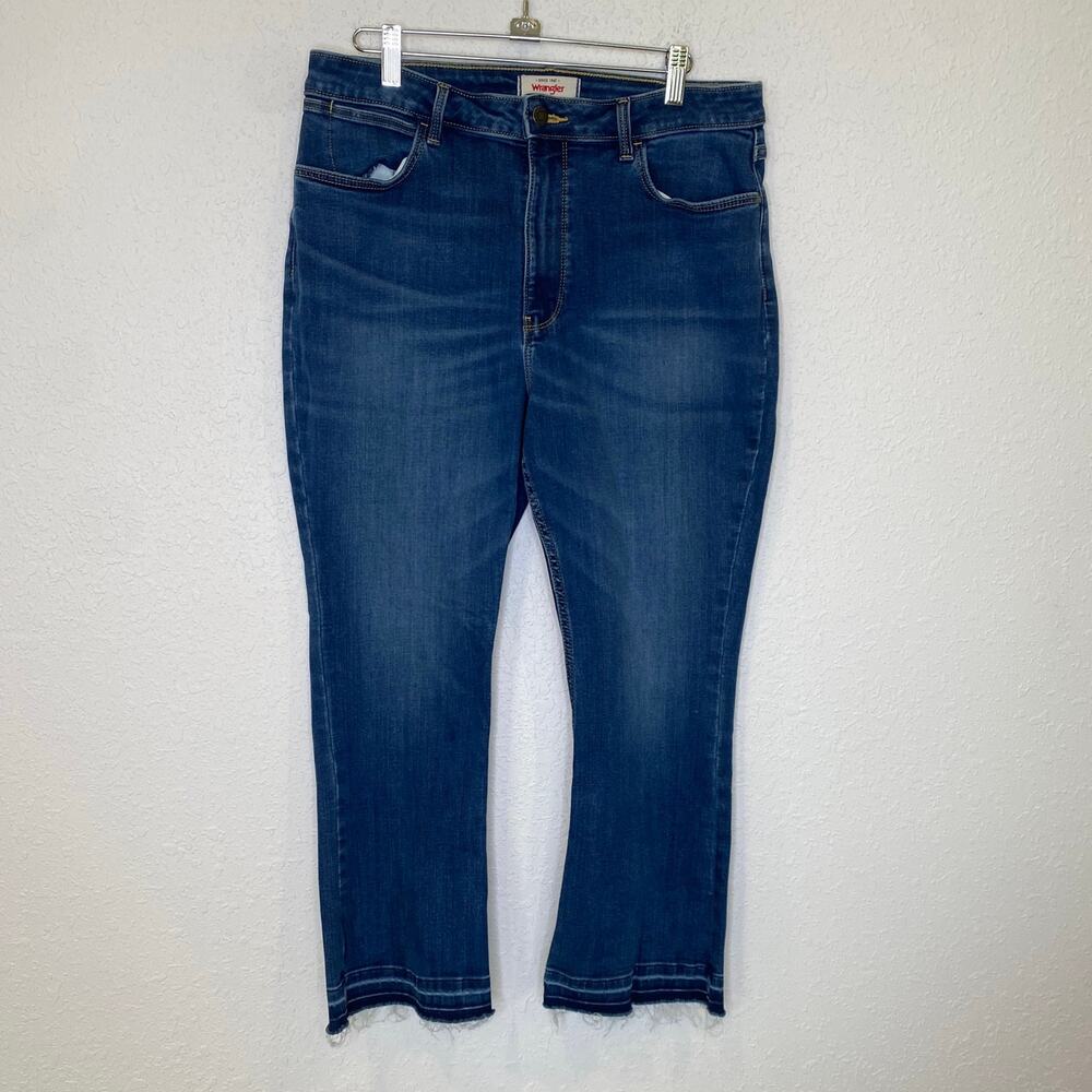 Wrangler High Rise Kick Flare Ankle Denim Jeans EUC Sz 34 Stretch Cotton